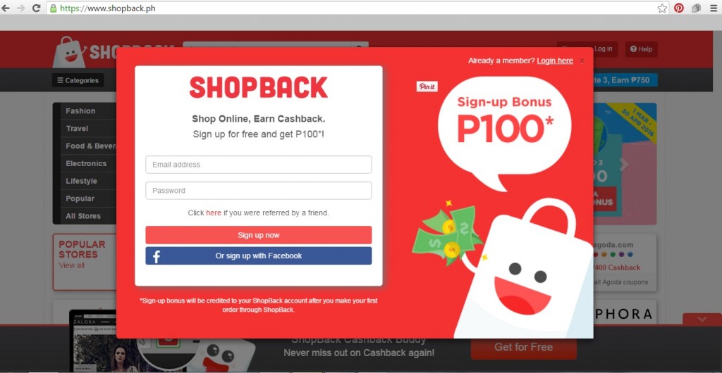 ShopBack Log-in